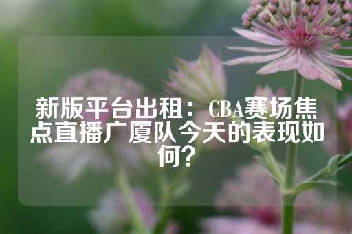 新版平台出租：CBA赛场焦点直播广厦队今天的表现如何？